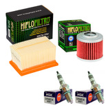 Kit Filtro De Ar E Óleo Hiflo E 2 Velas Iridium Bmw G650 Gs