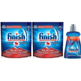 Kit Finish 2 Detergentes Powerball E 1 Secante Abrilhantador