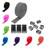 Kit Fita 25mm 10m 10 Fechos 10 Reguladores Bolsa Cor Cinza Cor Da Cinta