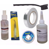 Kit Fita Aluminio Fluxo Malha Dessolda Pinça Curva Escova