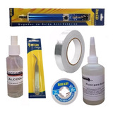 Kit Fita Aluminio Fluxo Malha Dessolda Pinça Curva Sugador