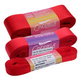 Kit Fita De Cetim Cinderela Três Medidas 30 Metros Cores Cor 008 Vermelho