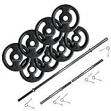 Kit Fitness 20kg Anilhas 2 Barras 40cm Barra De 160cm