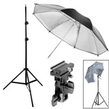 Kit Flash Dedicado Tripe Sombrinha Prata Suporte Ls27