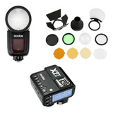 Kit Flash Godox V1 c Ak r1 Radio Flash X2t Para Canon