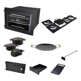 Kit Fogão Lenha Forno Vidro   Panelas N  16 18 20   Disco 47