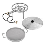 Kit Fogareiro Gás 2x1 Zincado E Disco De Arado 38cm C Tampa