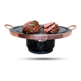 Kit Fondue Chapa De Pedra Sabão Para Carne 31 Cm Fogareiro