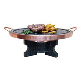 Kit Fondue Pedra Sabão Rechô E Chapa De Carne 37cm