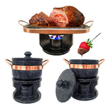 Kit Fondue Retangular 2 Fondue 800ml Pedra Sabão