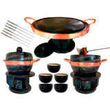 Kit Fondue37cm 2fondue 800 Ml 05tigelas De Molho 6 Garfinho
