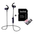 Kit Fone De Ouvido Intra Auricular Corridas + Cartão Memória Cor Preto Cor Da Luz Azul-vermelho