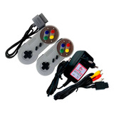 Kit Fonte Bivolt Cabo Av 2 Controle Para Super Famicom Jr 