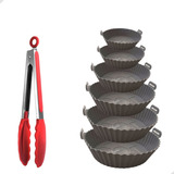 Kit Forma De Airfryer Antiaderente Com Pegador De Silicone