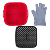 Kit Forma Silicone Fritadeira Airfryer 4 Litros Forro Luva