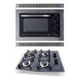 Kit Forno Embutir Inox 45l E Cooktop 4q Preto Frete Grátis 