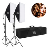 Kit Foto E Vídeo Softbox Duplo Iluminação Tripé 2m Bolsa 127 220v