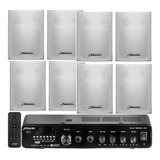 Kit Frahm Sonorização Som Ambiente Ampl Receiver 8 Caixas