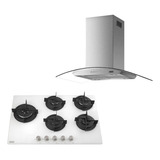 Kit Franke Coifa Glass Classic Ilha 90cm Cooktop 5b Gas 127v