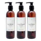 Kit Frascos Âmbar 3pçs Shampoo Cond Infantil Sab 240ml Luxo
