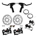 Kit Freio A Disco Bike 160mm Cubos Aço Maçanetas E Cabos