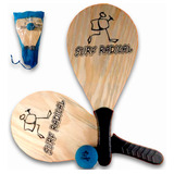 Kit Frescobol 2 Raquete Bola Bolsa Tennis De Praia