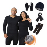 Kit Frio Blusa + Calca Termica Luvas Meias Touca E Cachecol