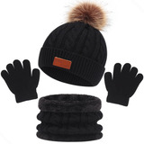 Kit Frio Infantil Bebê Touca Gorro Cachecol Luva Lã Pompom