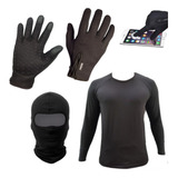 Kit Frio Segunda Pele Uv50 Luva Grossa Balaclava Touca Ninja