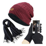Kit Frio Touca Gorro Luva Touch Celular Cachecol Echarpe