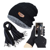 Kit Frio Touca Gorro Luva Touch Celular Cachecol Echarpe