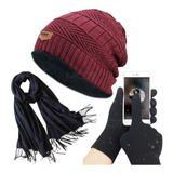 Kit Frio Touca Gorro Luva Touch Celular Cachecol Echarpe