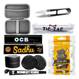 Kit Fumo Case Seda Slick Bolador Dichavador Tubo Mocó Filtro