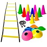 Kit Funcional 10 Cones 10 Pratos Escadinha Agilidade Corda De Pular