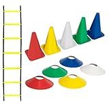 Kit Funcional Agilidade 05 Chapéus 05 Cones E Escada Agilidade Com 7 Degraus