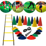 Kit Funcional Escada Corda 10 Pratos 10 Cones Treino