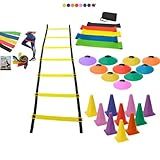 Kit Funcional Treino Agilidade 10 Cones 10 Chapeus Chines Escada 7 Degraus 1 Kit 5 Faixas Mini Bands