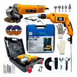 Kit Furadeira De Impacto Brocas Esmerilhadera Lixadeira 800w