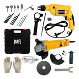 Kit Furadeira Impacto 800w 10mm Esmerilhadeira 600w 220v