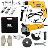 Kit Furadeira Impacto 800W 10mm Lixadeira Esmerilhadeira 600W 115mm 220V 25 Acessórios