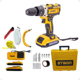Kit Furadeira Parafusadeira Polideira Impacto 2 Baterias 21v Cor Preto amarelo Frequência 50 60hz 110v 220v