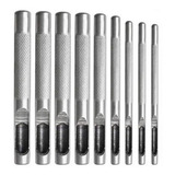 Kit Furador De Couro Borracha Vazador Perfurador Aço 9 Peças
