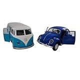 Kit Fusc Kombi Miniatura Colecionável Brinquedo Carrinho Metal À Fricção Abre Portas Azul