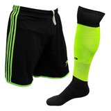 Kit Futebol Infantil Calção Forrado Meião Longo Pé Algodão