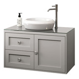 Kit Gabinete Banheiro Armario cuba Louça Provençal Cinza