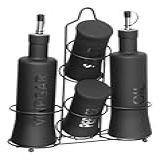 Kit Galheteiro De Vidro Com Suporte Inox 5 Peças HAUSKRAFT