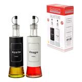 Kit Galheteiro De Vidro Porta Azeite E Vinagre Dosador 310ml