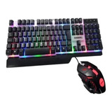 Kit Gamer Teclado E Mouse Led Rgb Abnt2 Prova D agua Dw 550