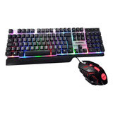 Kit Gamer Teclado E Mouse Led Rgb Abnt2 Prova D agua Dw 550