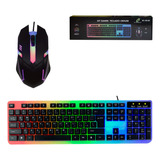 Kit Gamer Teclado Mouse Rgb Semi Mecânico Led Preto X cell
